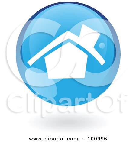 Royalty-Free (RF) Clipart Illustration of a Round Glossy Blue Home Page Web Icon by cidepix