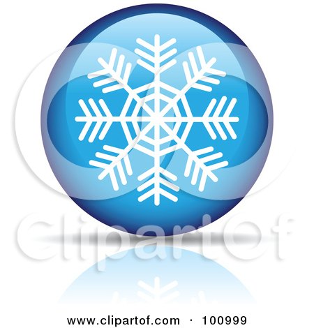 Royalty-Free (RF) Clipart Illustration of a White Snowflake On A Blue Orb Icon by cidepix