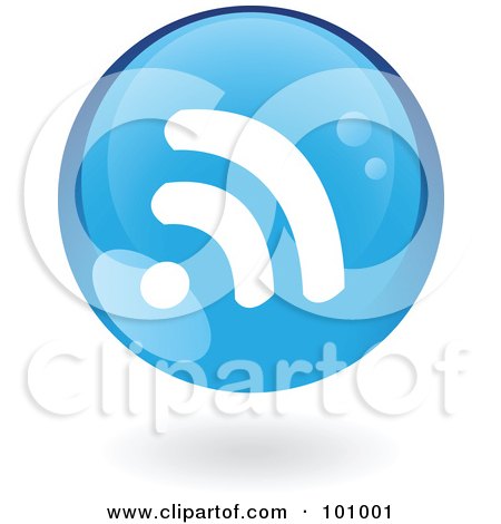 Royalty-Free (RF) Clipart Illustration of a Round Blue RSS Logo Icon by cidepix