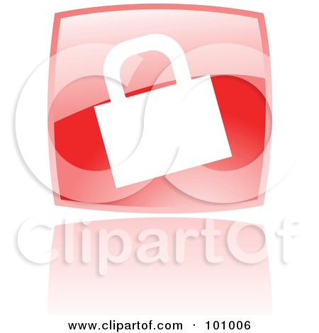 Royalty-Free (RF) Clipart Illustration of a Shiny Red Square HTTPS Web Browser Icon by cidepix