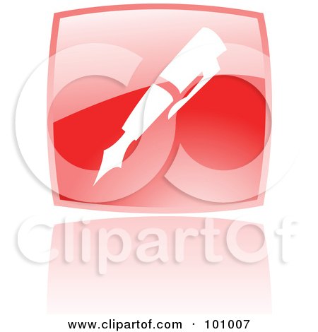 Royalty-Free (RF) Clipart Illustration of a Shiny Red Square Pen Web Browser Icon by cidepix