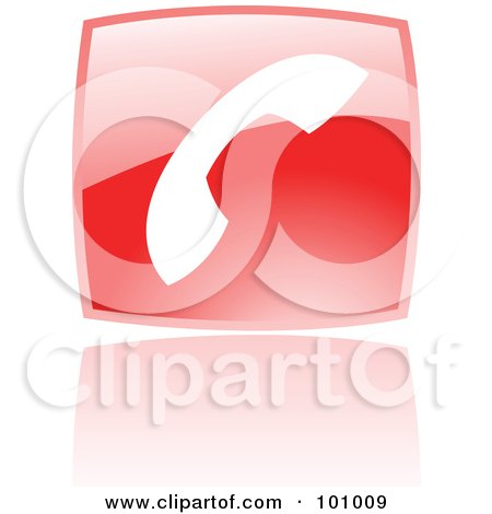 Royalty-Free (RF) Clipart Illustration of a Shiny Red Square Phone Web Browser Icon by cidepix