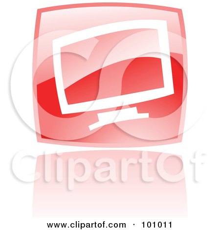 Royalty-Free (RF) Clipart Illustration of a Square Red Computer Logo Icon by cidepix
