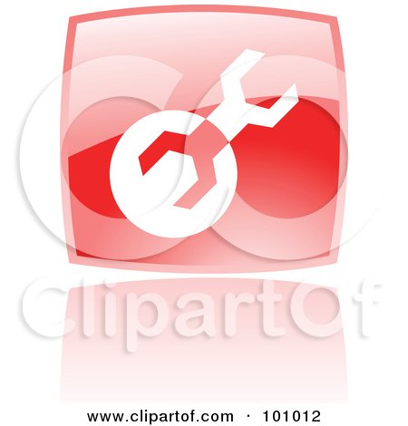 Royalty-Free (RF) Clipart Illustration of a Shiny Red Square Settings Web Browser Icon by cidepix