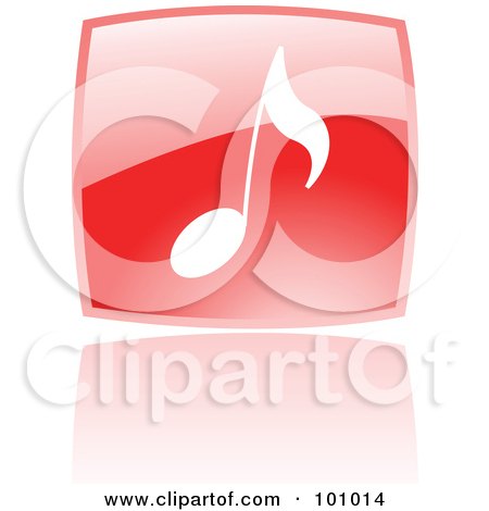 Royalty-Free (RF) Clipart Illustration of a Square Red Music Note Logo Icon by cidepix
