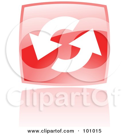 Royalty-Free (RF) Clipart Illustration of a Shiny Red Square Refresh Web Browser Icon by cidepix