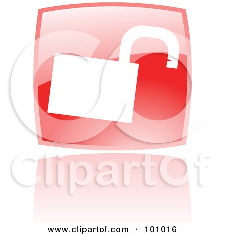 Royalty-Free (RF) Clipart Illustration of a Shiny Red Square Padlock Web Browser Icon by cidepix