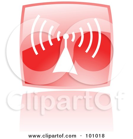 Royalty-Free (RF) Clipart Illustration of a Square Red Radio Signal Logo Icon by cidepix