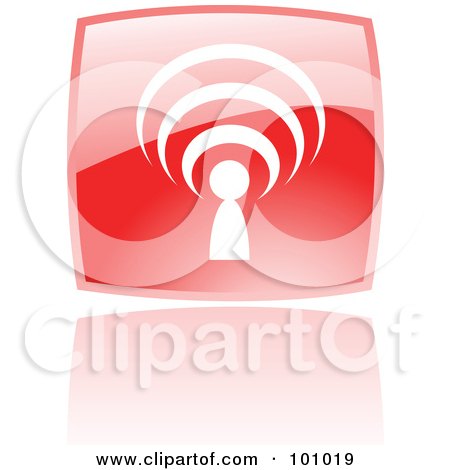 Royalty-Free (RF) Clipart Illustration of a Square Red Podcast Logo Icon by cidepix