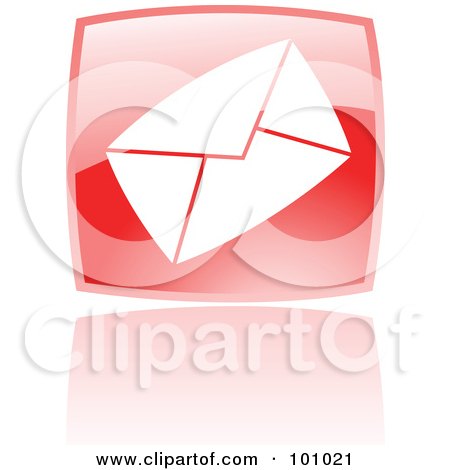 Royalty-Free (RF) Clipart Illustration of a Shiny Red Square Envelope Web Browser Icon by cidepix