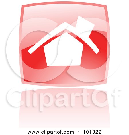 Royalty-Free (RF) Clipart Illustration of a Shiny Red Square Home Page Web Browser Icon by cidepix