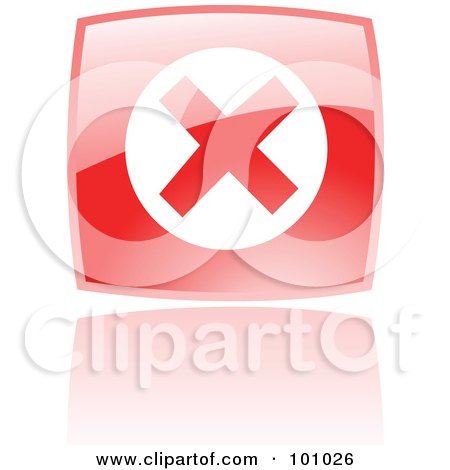 Royalty-Free (RF) Clipart Illustration of a Shiny Red Square Error Web Browser Icon by cidepix