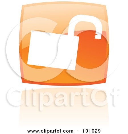 Royalty-Free (RF) Clipart Illustration of a Shiny Orange Square Padlock Web Browser Icon by cidepix