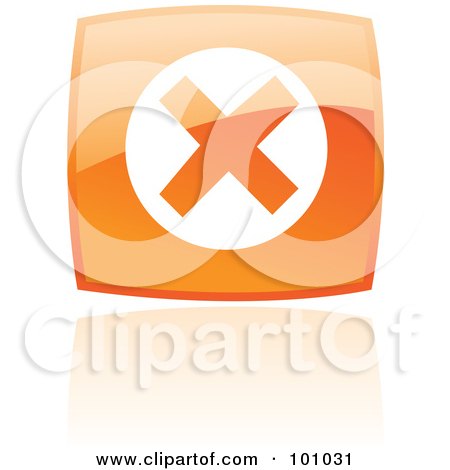 Royalty-Free (RF) Clipart Illustration of a Shiny Orange Square Error Web Browser Icon by cidepix