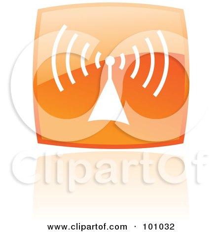 Royalty-Free (RF) Clipart Illustration of a Square Orange Radio Signal Logo Icon by cidepix