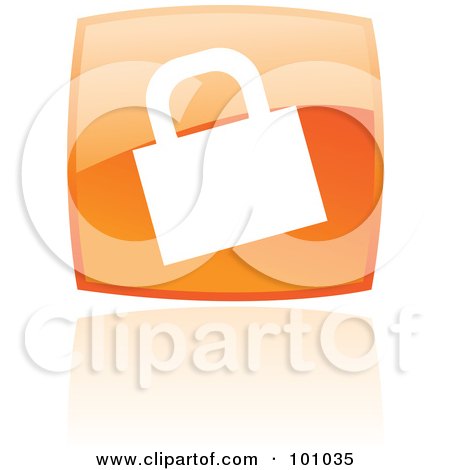 Royalty-Free (RF) Clipart Illustration of a Shiny Orange Square HTTPS Web Browser Icon by cidepix