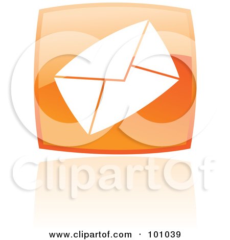 Royalty-Free (RF) Clipart Illustration of a Shiny Orange Square Email Web Browser Icon by cidepix