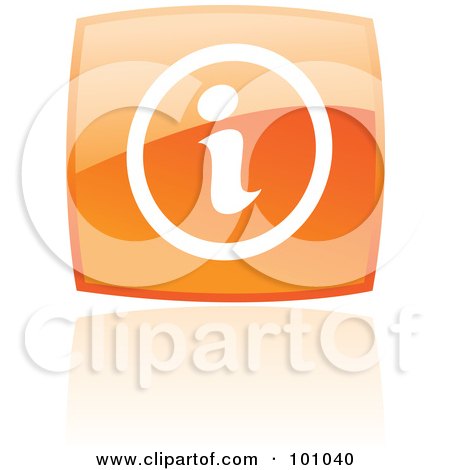 Royalty-Free (RF) Clipart Illustration of a Shiny Orange Square Info Web Browser Icon by cidepix