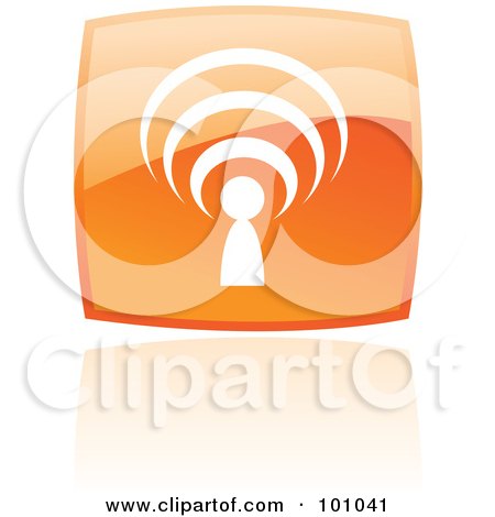 Royalty-Free (RF) Clipart Illustration of a Square Orange Podcast Logo Icon by cidepix