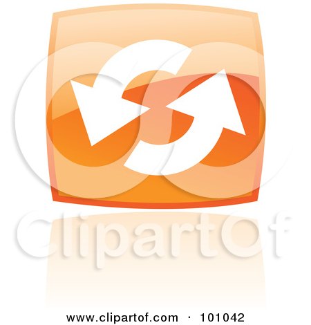Royalty-Free (RF) Clipart Illustration of a Shiny Orange Square Refresh Web Browser Icon by cidepix