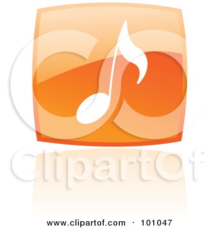 Royalty-Free (RF) Clipart Illustration of a Square Orange Music Note Logo Icon by cidepix