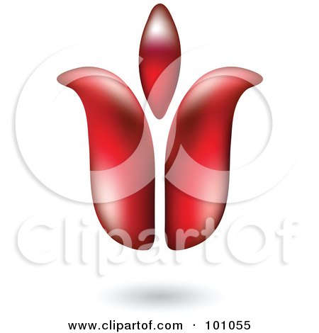 Royalty-Free (RF) Clipart Illustration of a 3d Red Tulip Icon - 3 by cidepix