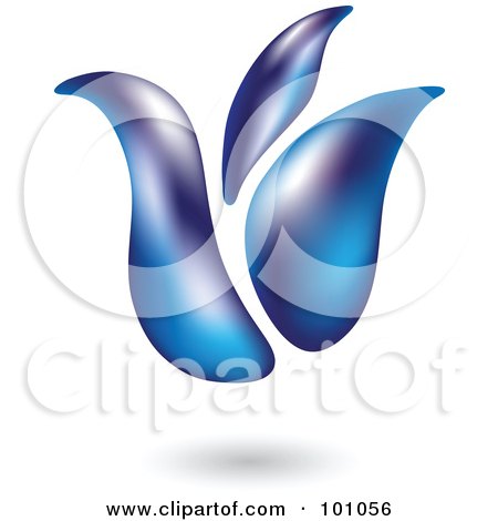 Royalty-Free (RF) Clipart Illustration of a 3d Blue Tulip Icon - 1 by cidepix