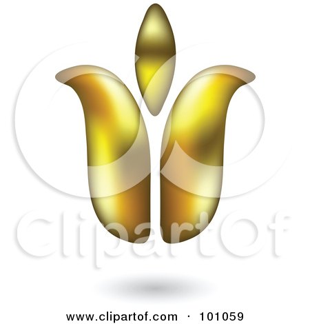 Royalty-Free (RF) Clipart Illustration of a 3d Yellow Tulip Icon - 3 by cidepix