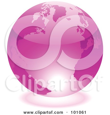Royalty-Free (RF) Clipart Illustration of a Shiny 3d Purple Globe With Light Reflecting Off Of The Bottom by cidepix