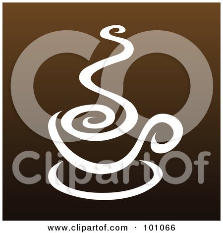 Royalty-Free (RF) Clipart Illustration of a Steamy White Cup Of Coffee On Brown - 1 by cidepix