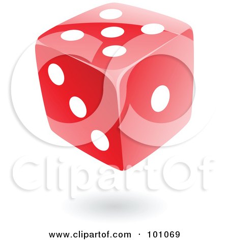 Royalty-Free (RF) Clipart Illustration of a Floating Red Dice by cidepix