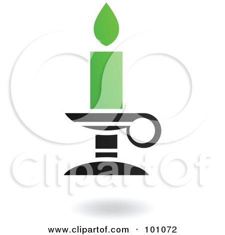 Royalty-Free (RF) Clipart Illustration of a Green And Black Candle Logo Icon by cidepix