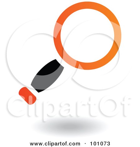 Royalty-Free (RF) Clipart Illustration of a Black And Orange Magnifying Glass Icon Logo by cidepix