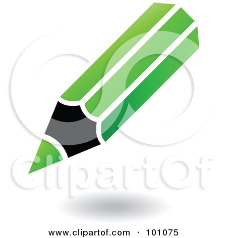 Royalty-Free (RF) Clipart Illustration of a Green And Black Pencil Logo Icon by cidepix