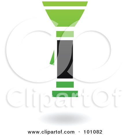 Royalty-Free (RF) Clipart Illustration of a Green And Black Flashlight Logo Icon by cidepix