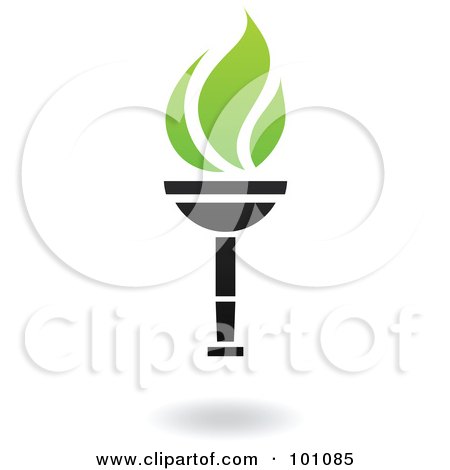 Royalty-Free (RF) Clipart Illustration of a Torch With A Green Flame Icon by cidepix