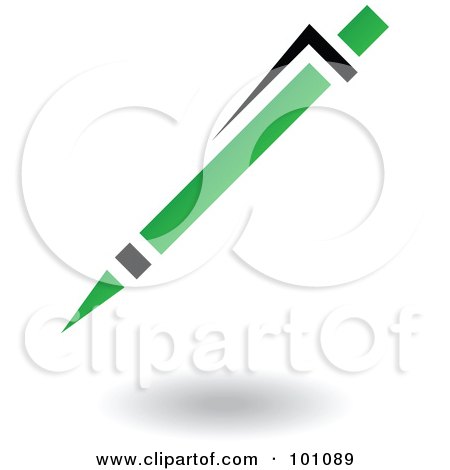 Royalty-Free (RF) Clipart Illustration of a Green And Black Pen Logo Icon by cidepix