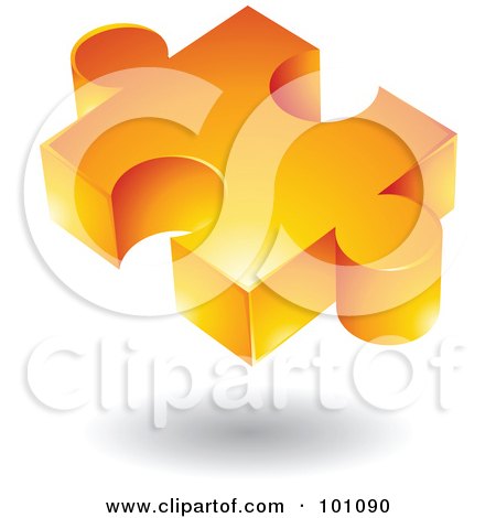 Royalty-Free (RF) Clipart Illustration of an Orange 3d Puzzle Piece Logo Icon by cidepix