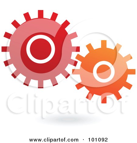 Royalty-Free (RF) Clipart Illustration of Red And Orange Mechanical Gears by cidepix