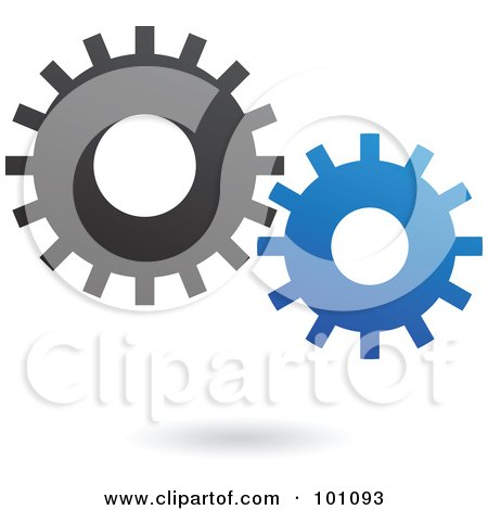 Royalty-Free (RF) Clipart Illustration of Black And Blue Mechanical Gears by cidepix
