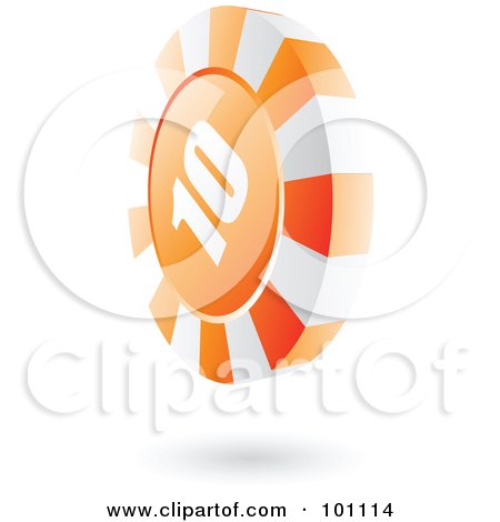 Royalty-Free (RF) Clipart Illustration of a 3d Orange Casino Roulette Chip by cidepix