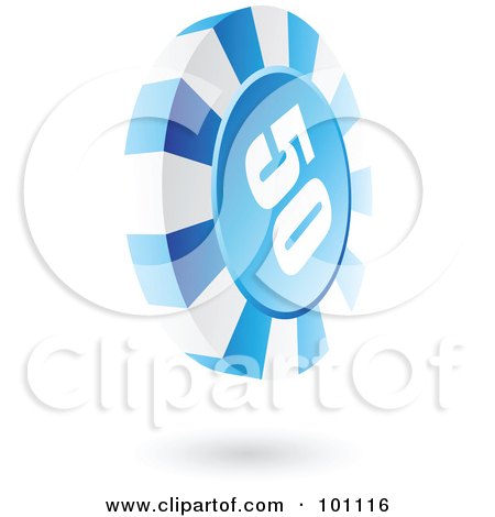 Royalty-Free (RF) Clipart Illustration of a 3d Blue Casino Roulette Chip by cidepix