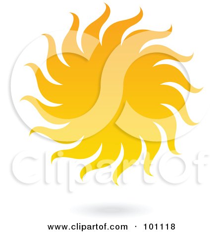Royalty-Free (RF) Clipart Illustration of a Yellow Sun With Spiraling Rays by cidepix