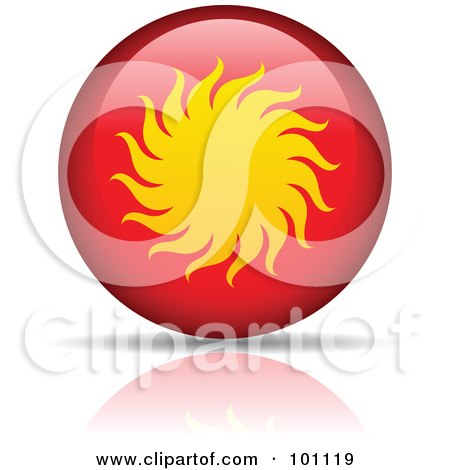 Royalty-Free (RF) Clipart Illustration of a Yellow Sun On A Red Orb Logo Icon by cidepix