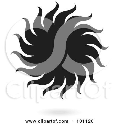 Royalty-Free (RF) Clipart Illustration of a Black Sun With Spiraling Rays by cidepix