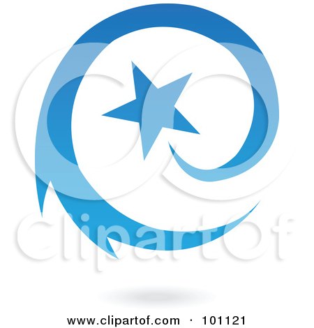 Royalty-Free (RF) Clipart Illustration of a Blue Spiraling Star Logo Icon by cidepix