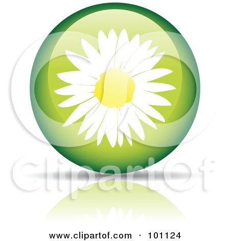 Royalty-Free (RF) Clipart Illustration of a Green Daisy Orb Logo Icon by cidepix