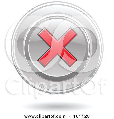 Royalty-Free (RF) Clipart Illustration of a Red X Mark On A Chrome Disc by cidepix