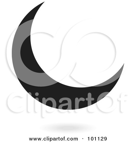 Royalty-Free (RF) Clipart Illustration of a Black Crescent Moon Logo Icon by cidepix