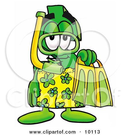 Clipart Picture of a Dollar Sign Mascot Cartoon Character in Orange and Red Snorkel Gear by Mascot Junction